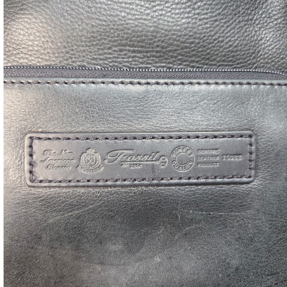 Fossil Black Pebbled Leather Vintage Handbag Shoulder Bag Purse Tote Bag - Picture 6 of 14
